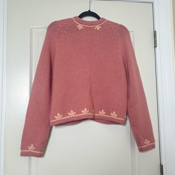 Loveshackfancy Lafayette Knit Floral Cardigan in Pink Size S - Picture 3 of 4